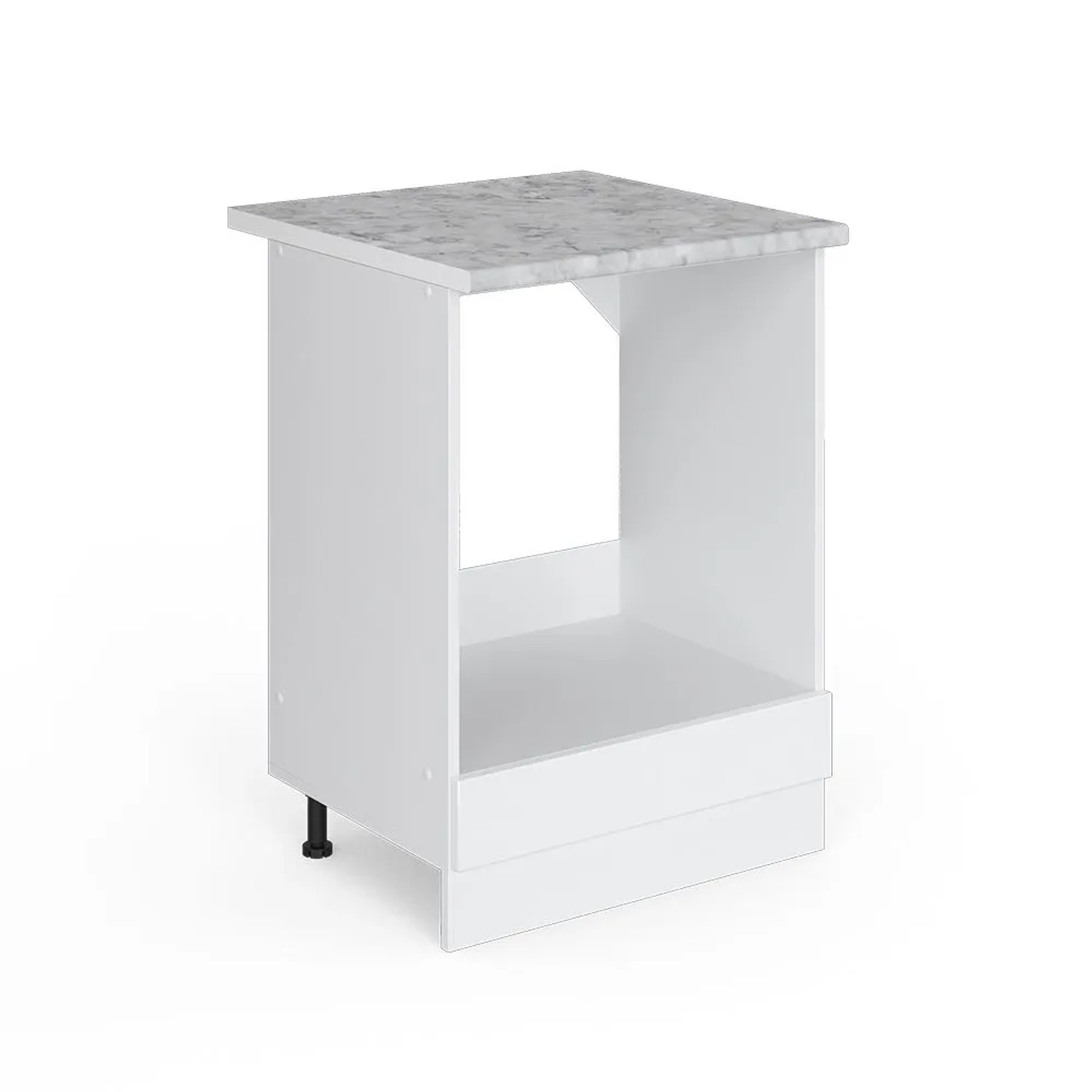 Vicco Herdumbauschrank R-Line Herdschrank Weiß Hochglanz Weiß 60 cm AP Marmor