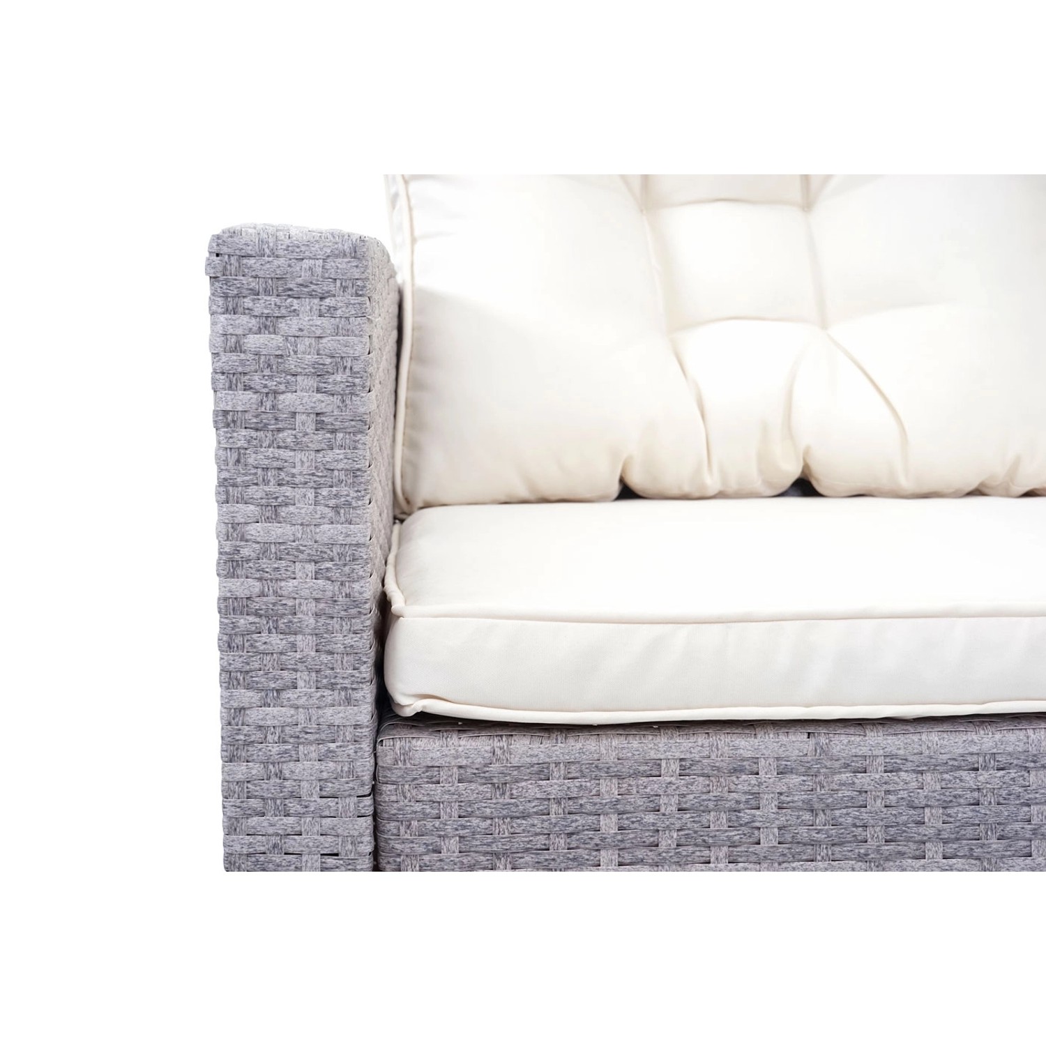 MCW Poly-Rattan-Garnitur A29 Hellgrau Kissen Creme mit Bank_7