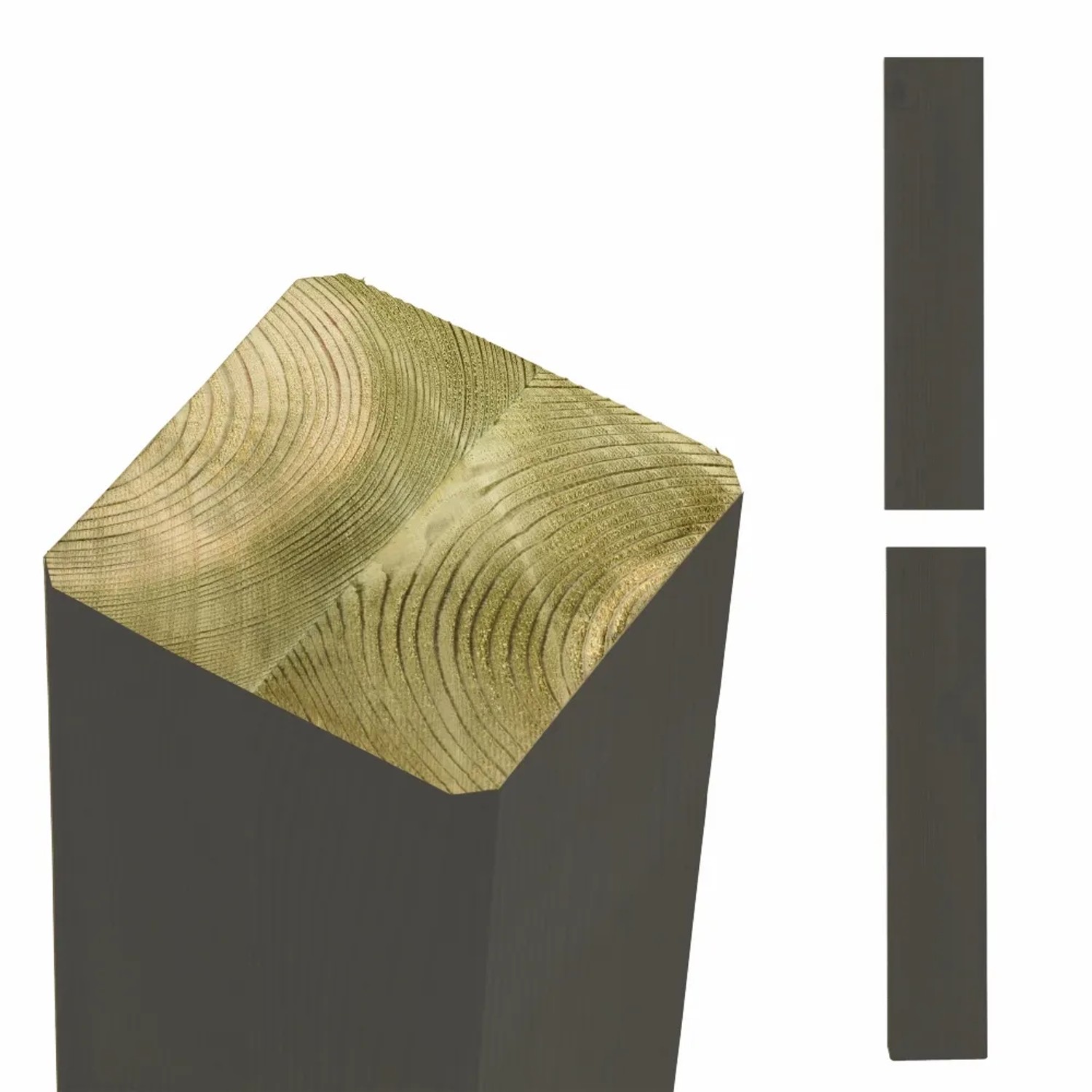 Zaunpfosten Leimholz Kiefer Umbragrau 9 cm x 9 cm x 188 cm beidseitig gerade