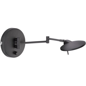 Schwenkbare Trio LED Wandleuchte Kazan, schwarz matt, mit Dimmer. Moderne Wandlampe.