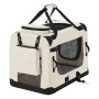 Beige Juskys Hundetransportbox Lassie M, faltbar, mit Tragegurt und Außentasche.