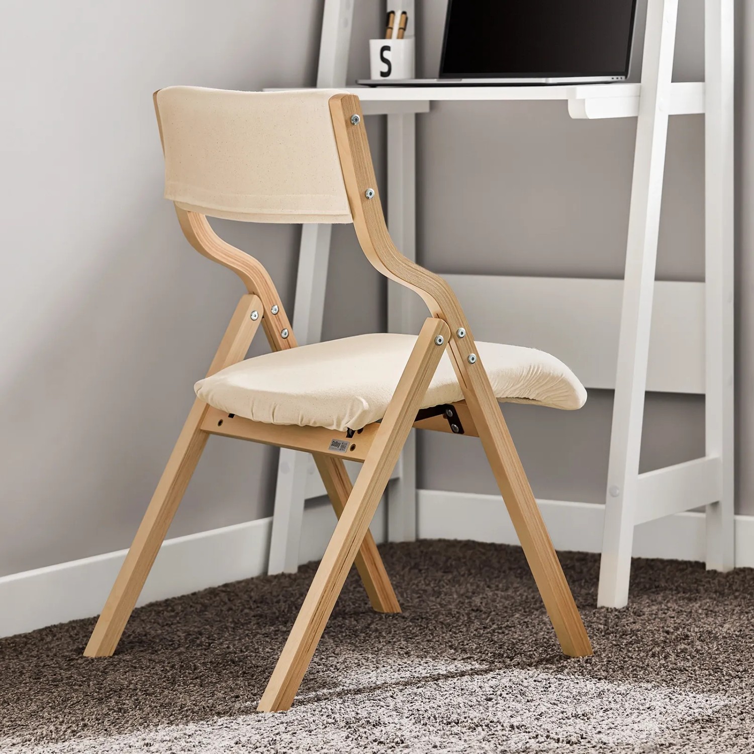 SoBuy Esszimmerstuhl Klappstuhl Küchenstuhl Polsterstuhl mit Lehne Beige FST40-W_6