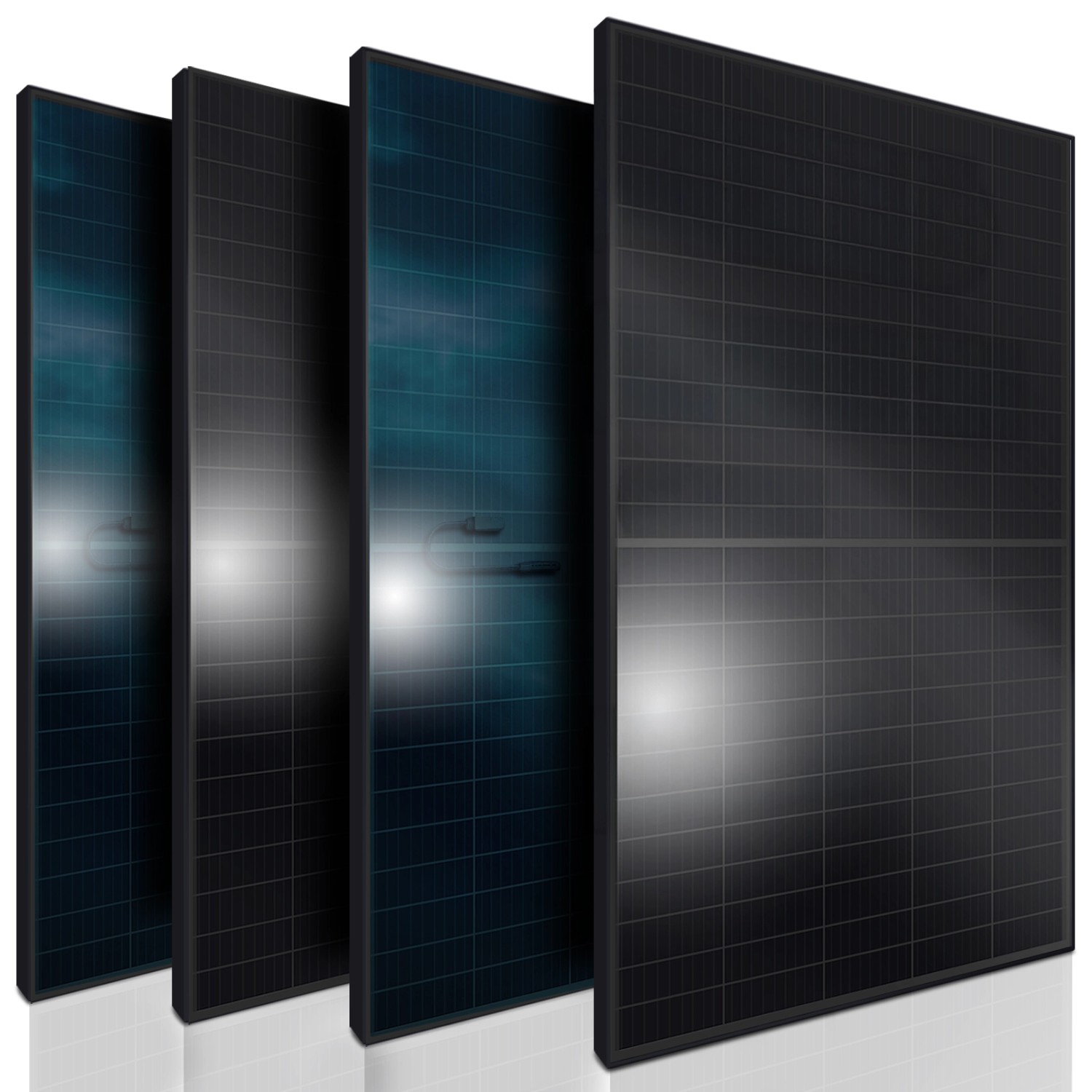 SUNNIVA Solarmodul 460 W Full Black Bifazial Glas/Glas PV Modul Solarpanel PMax 1840W Bifacial N-Type für Balkonkraftwe...