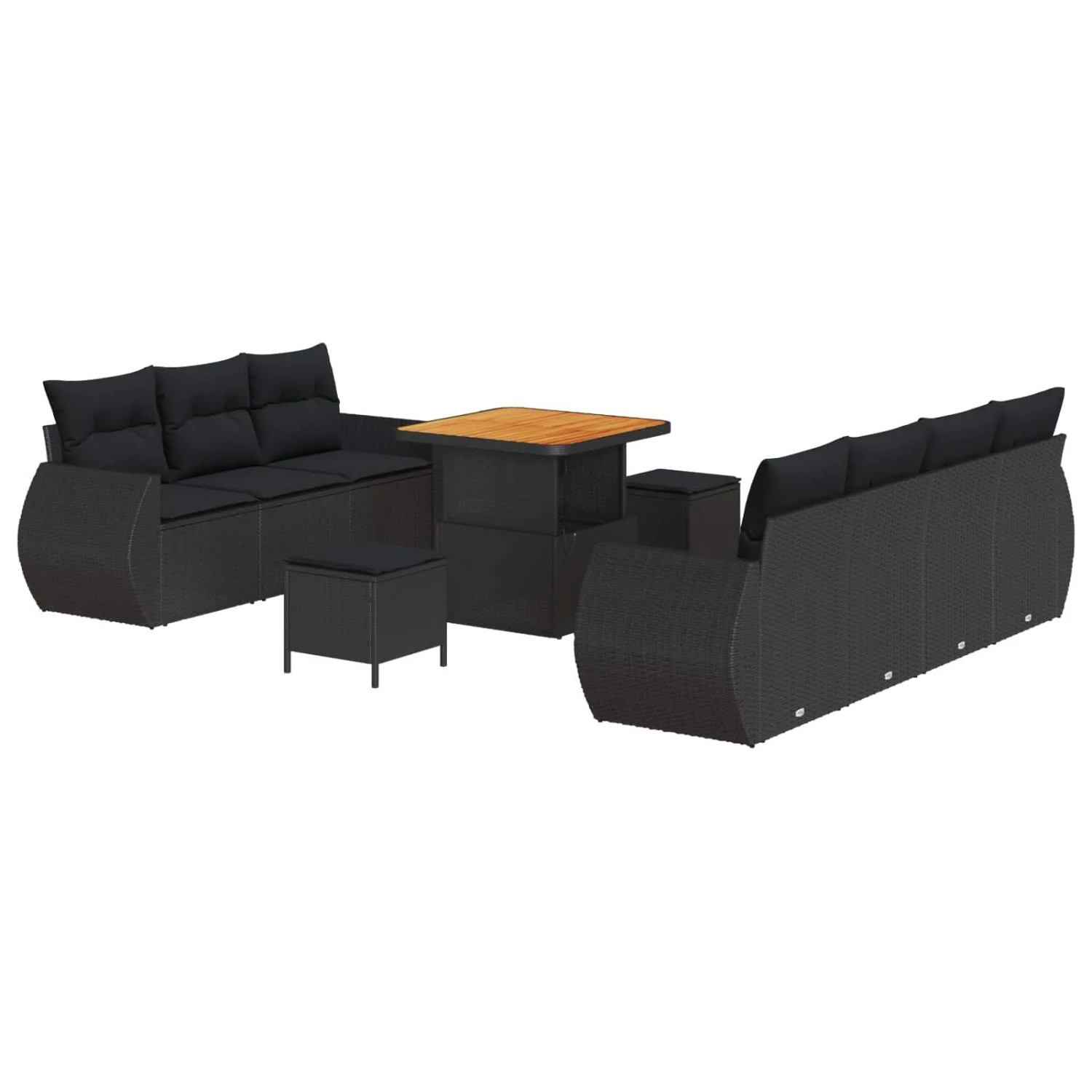 vidaXL Gartensofa-set mit Kissen 10-Tlg Schwarz Poly-Rattan 3363784 günstig online kaufen