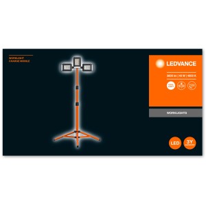 Ledvance LED-Baustrahler Worklight Tripod mit 3 Leuchten und Batterie.