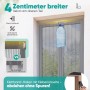 Grauer Sekey Insektenschutz-Türvorhang mit 4cm Klettverschluss, hält Wasserflasche, leicht abnehmbar, ohne Bohren.