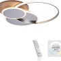 LED-Deckenleuchte Palma mit Holzdekor, dimmbar mit Fernbedienung. Moderne Deckenlampe für Wohnräume.