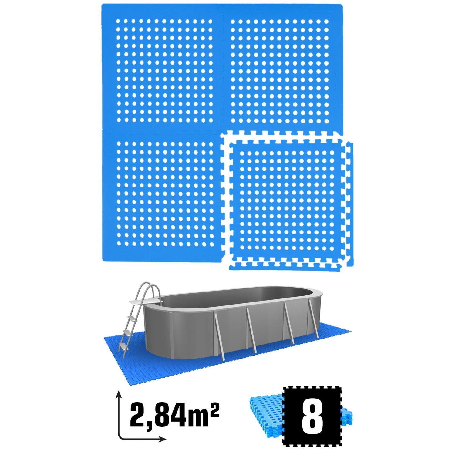 eyepower Poolmatte 62 x 62 cm 8er Set Blau