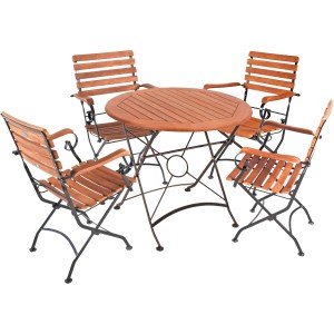 5-teiliges Gartenmöbel-Set Wien von Garden Pleasure mit Klapptisch aus FSC®-zertifiziertem Holz.
