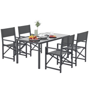 Outsunny Gartenmöbel-Set Stahl Netzstoff 150L x 90B x 72H cm Grau