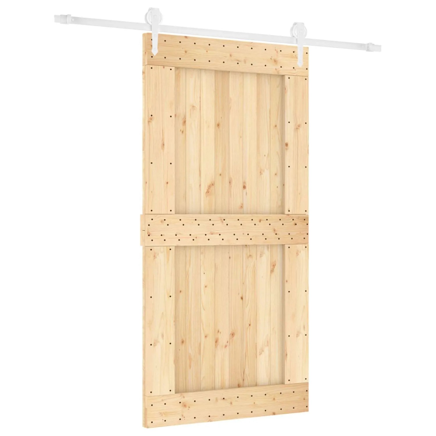 vidaXL Schiebetür Natur und Weiß 100 x 210 cm Massivkiefer 3445187