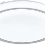 Weiße Eglo LED-Deckenleuchte Frantoio mit Chromrand, eine moderne Deckenleuchte für Wohnräume.