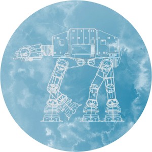 Komar Vliesfototapete Dot Star Wars AT-AT, selbstklebend, Ø 125 cm, blaues Design.