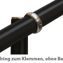 Detailaufnahme: Schwarzes Treba Eingangsgeländer mit Kugelring aus Edelstahl.