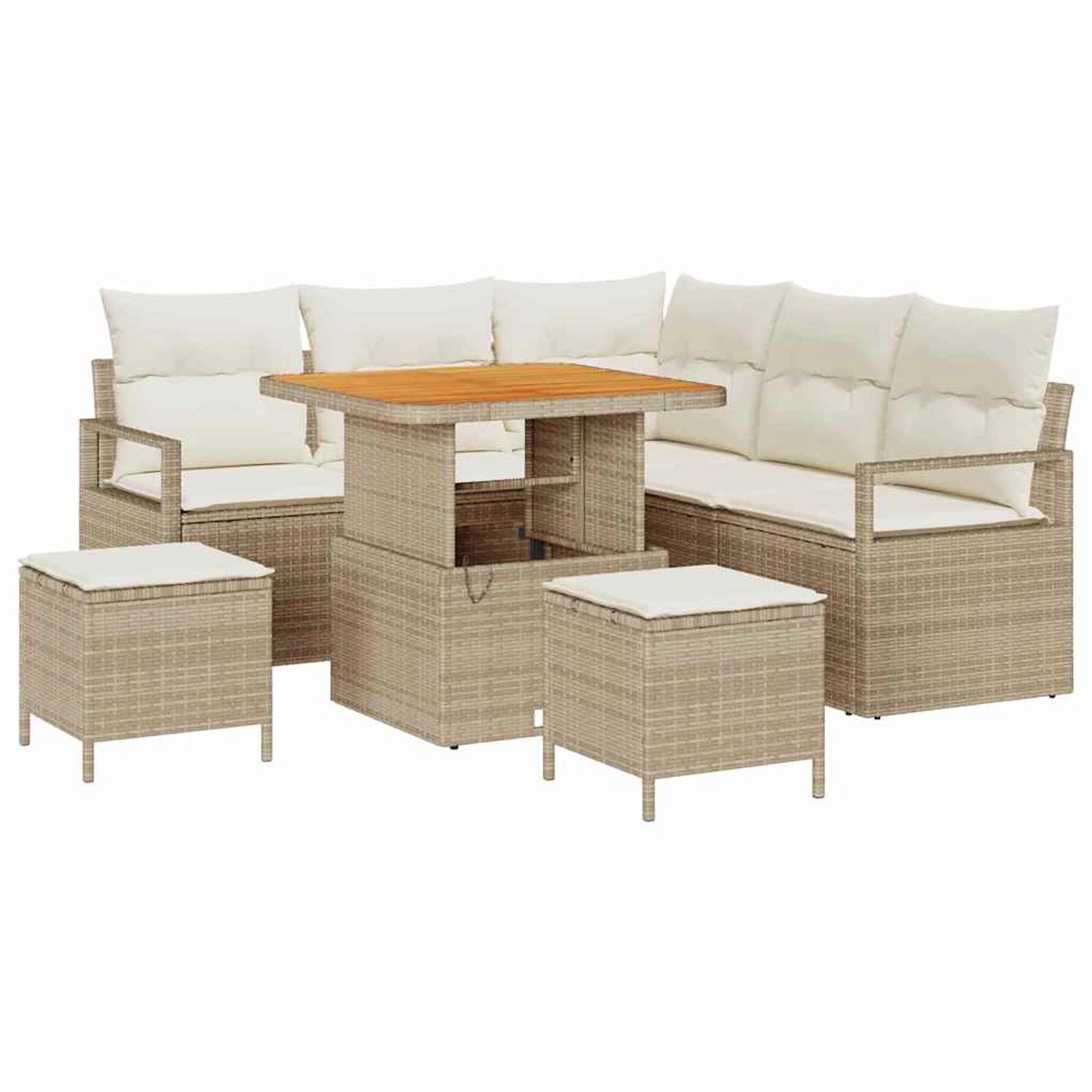 vidaXL Garten-Sofa-Set mit Kissen 8-Tlg Beige Poly Rattan 3362521 günstig online kaufen