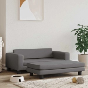 Graues vidaXL Hundebett mit Verlängerung aus Kunstleder, 100x50x30 cm. Bequemes Hundekörbchen mit Liegefläche.