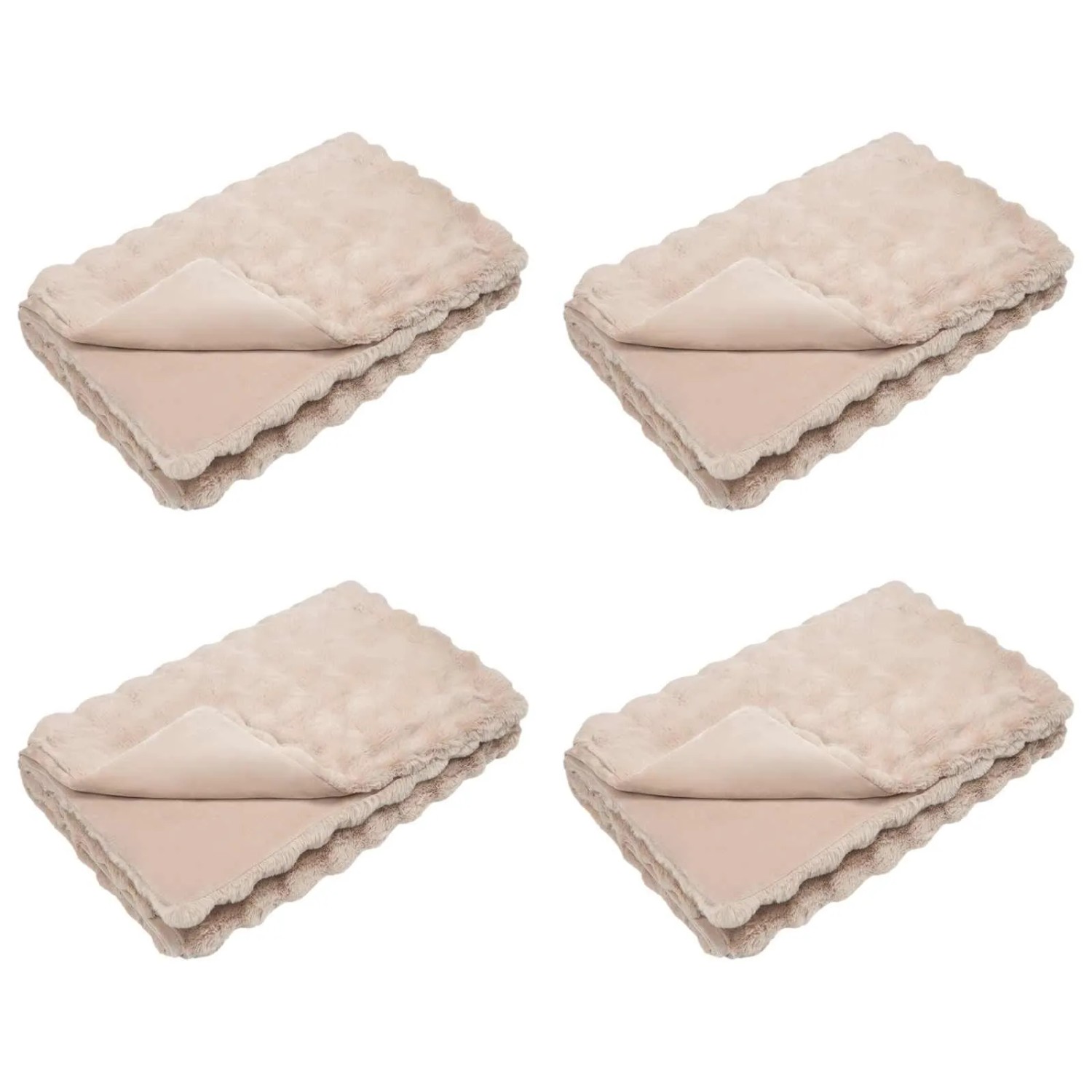 vidaXL Kunstfell Kaninchenfell Decke 4 Stk Beige 220 x 240 cm 42021791 günstig online kaufen