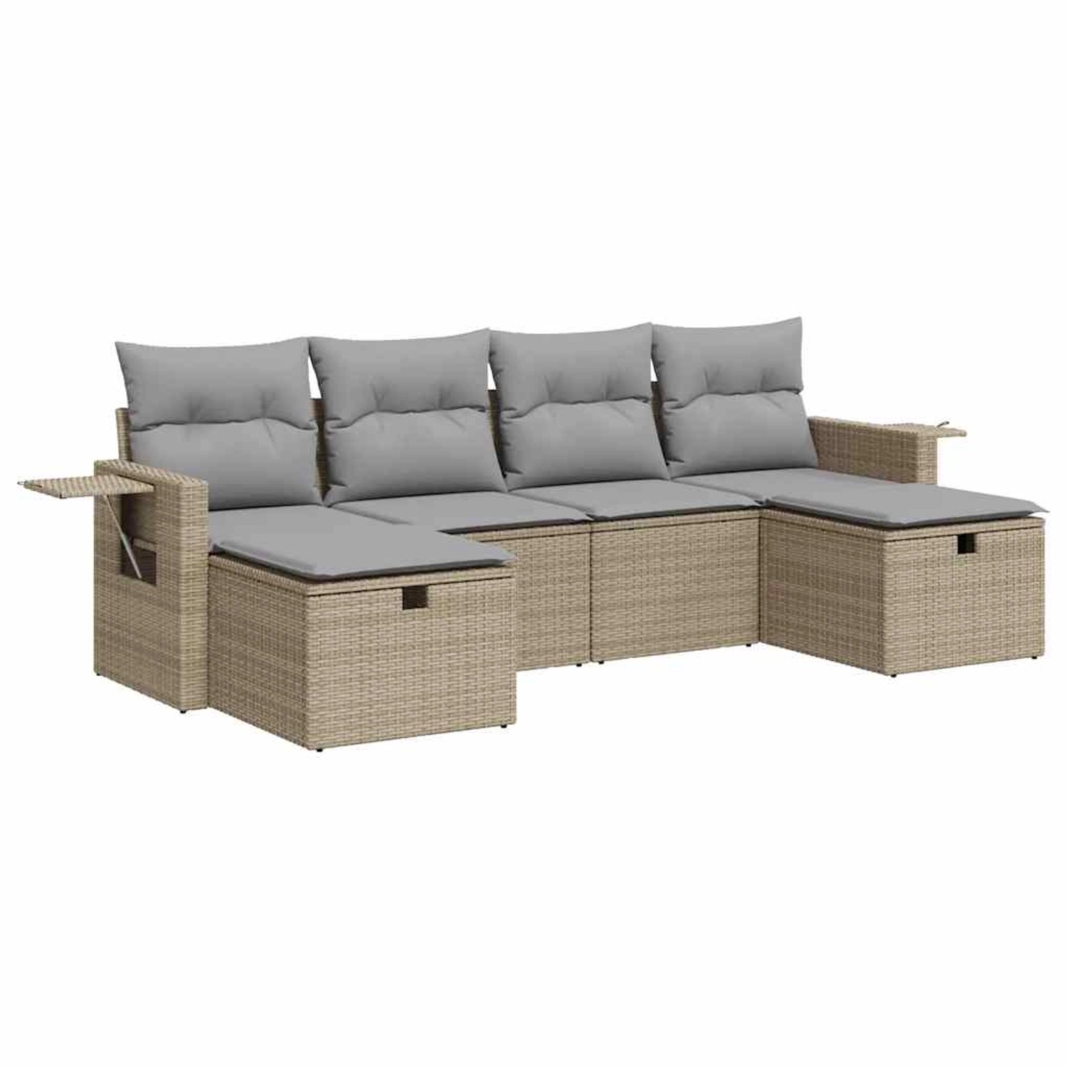 vidaXL 6-Tlg Garten-Sofagarnitur mit Kissen Beige Poly Rattan 3325525 günstig online kaufen