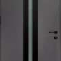Moderne, anthrazitfarbene Splendoor Haustür Dublin mit Glaseinsatz und Edelstahlapplikationen.