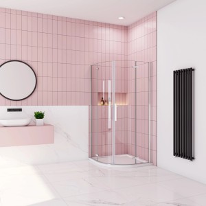 AICA Runddusche, faltbare Duschkabine 80x80cm mit NANO ESG Sicherheitsglas im Badezimmer.