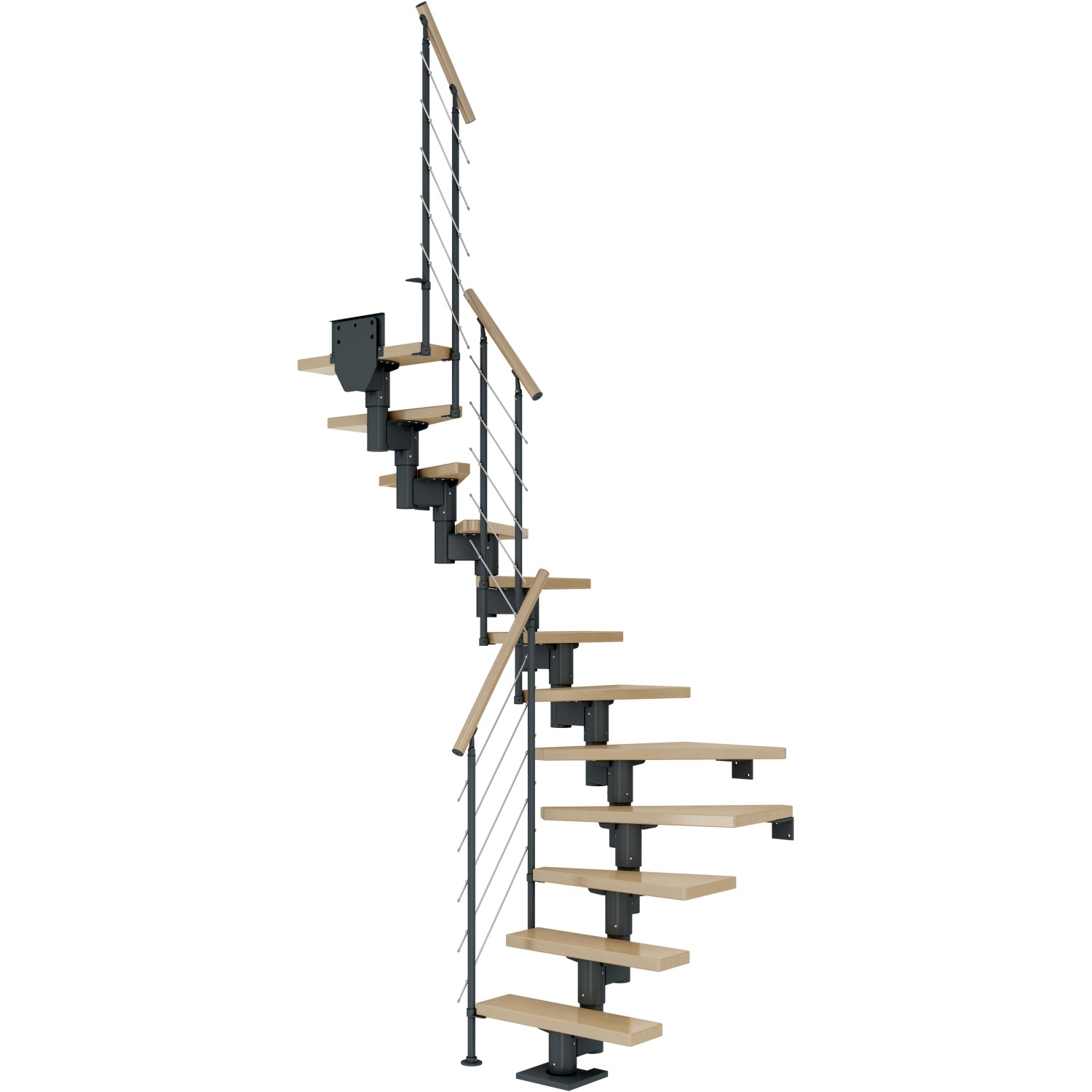 Dolle Mittelholmtreppe Dublin Ahorn Anthrazit GH bis 337 cm 1/2 Gewendelt 75 cm