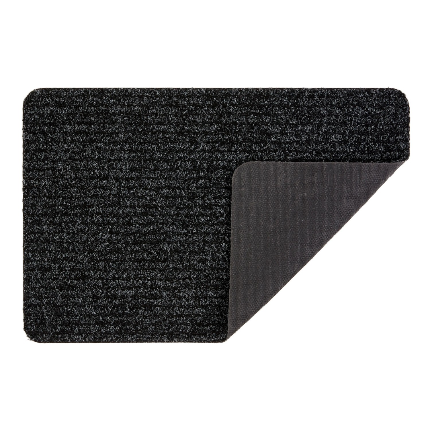 Anthrazitfarbene Astra Türmatte Rib Line Sprint, 40x60 cm, mit Rillenstruktur und rutschfester Rückseite.