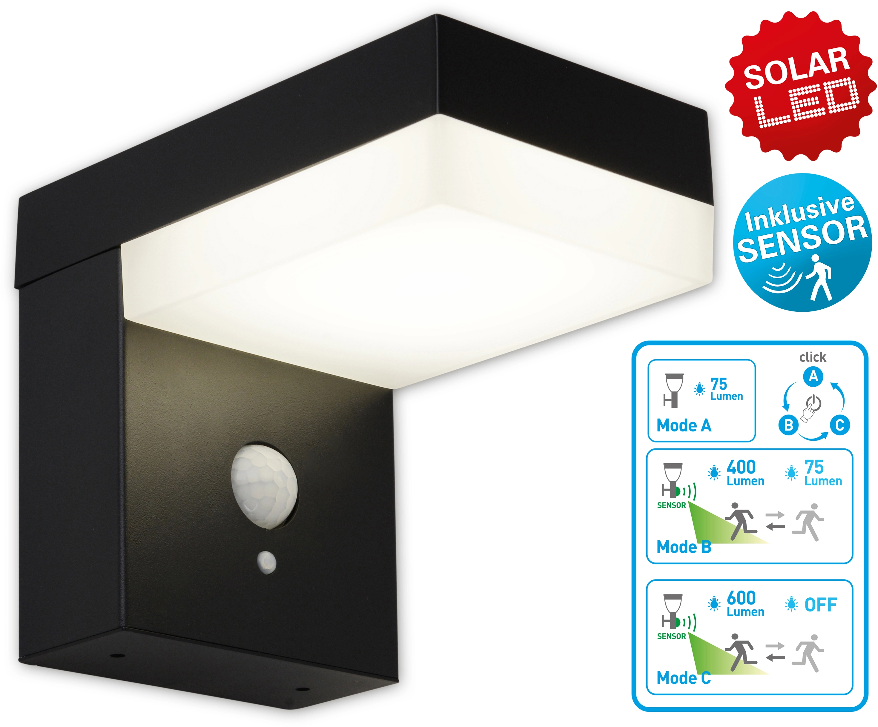 Schwarz Filius LED-Wand-Außenleuchte mit bei Bewegungsmelder Näve kaufen OBI A+ EEK: