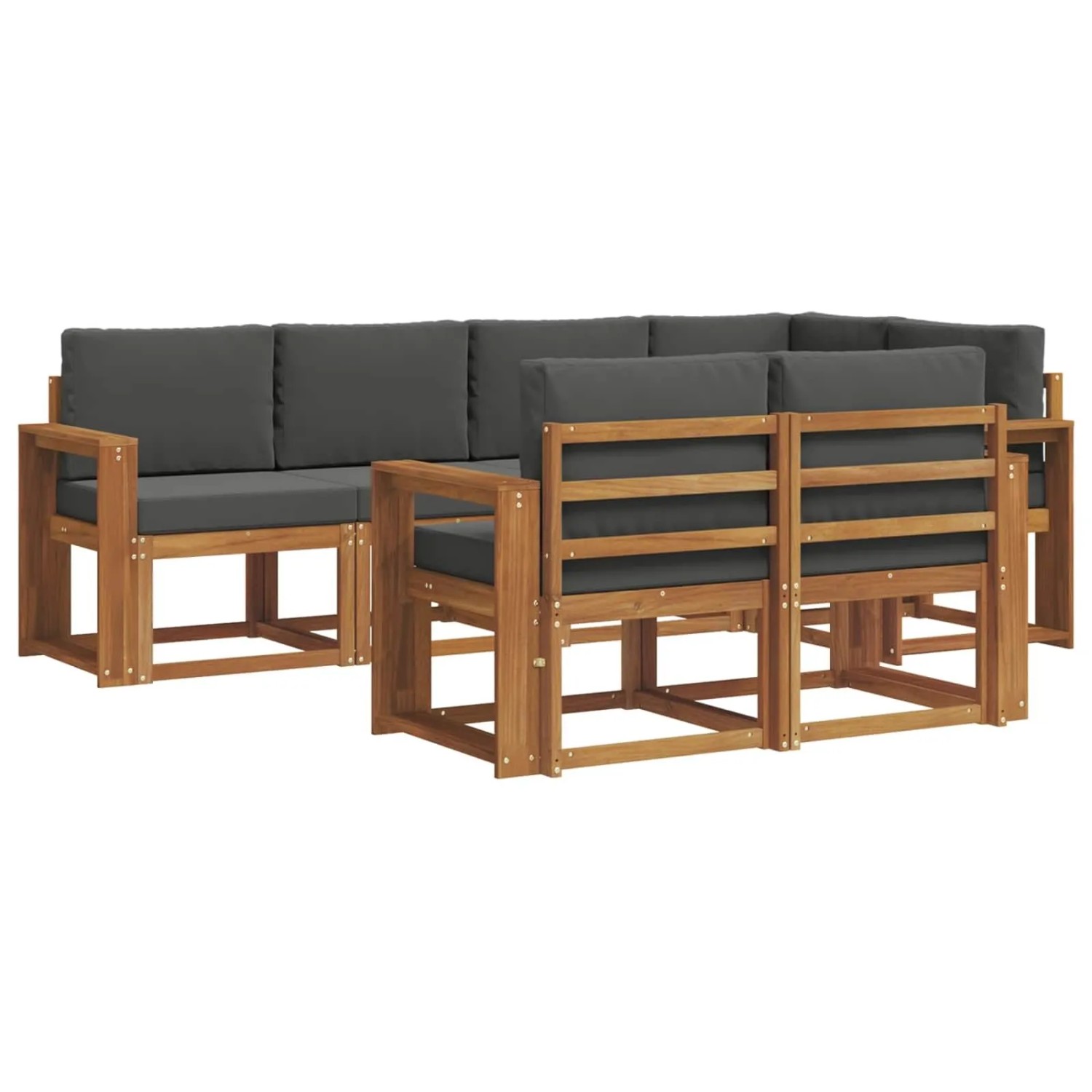 vidaXL Outdoor-Sofagarnitur mit Kissen 7-Tlg Natur und Anthrazit 3366540
