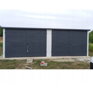 Liderstal Doppelgarage Standard aus Blech 700 x 500 cm Pultdach Doppelflügeltor Weiß