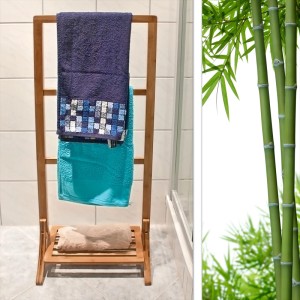 Relaxdays Handtuchständer Bambus Braun Freistehend 105 cm x 40 cm x 27 cm 2,1 kg