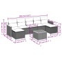 Schwarze 8-tlg. Garten-Sofagarnitur aus Polyrattan mit Kissen. Gartenmöbel-Set mit Tisch und Hockern.
