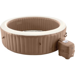 Intex PureSpa Bubble Massage Set für 8 Personen, aufblasbarer Whirlpool in Braun mit Steuereinheit.