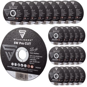 STAHLWERK Trennscheiben Set, 25 Stück, 125 mm Durchmesser. Zubehör für Schleifer.