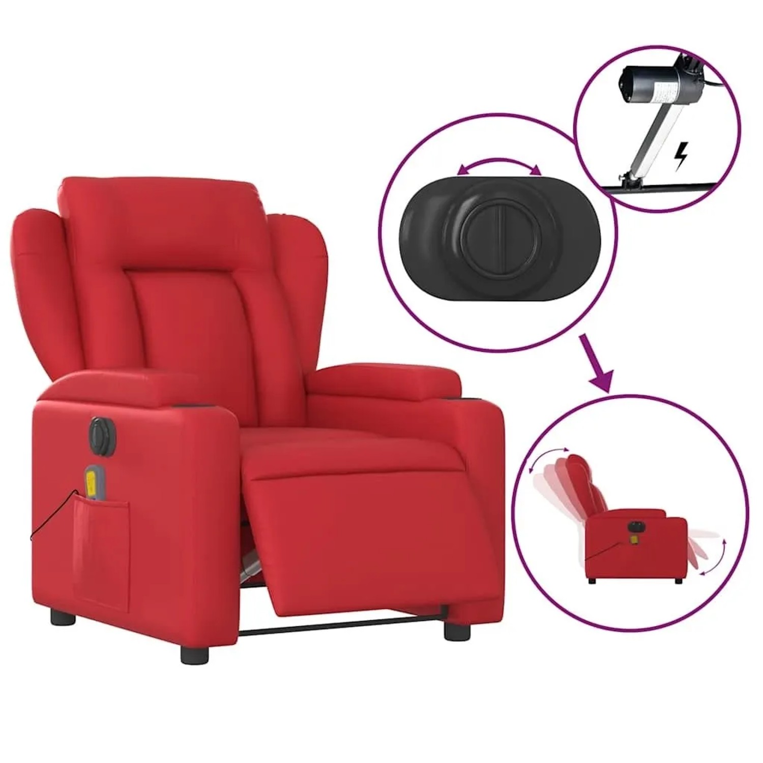 vidaXL Massagesessel Elektrisch Rot Kunstleder 3204542_6