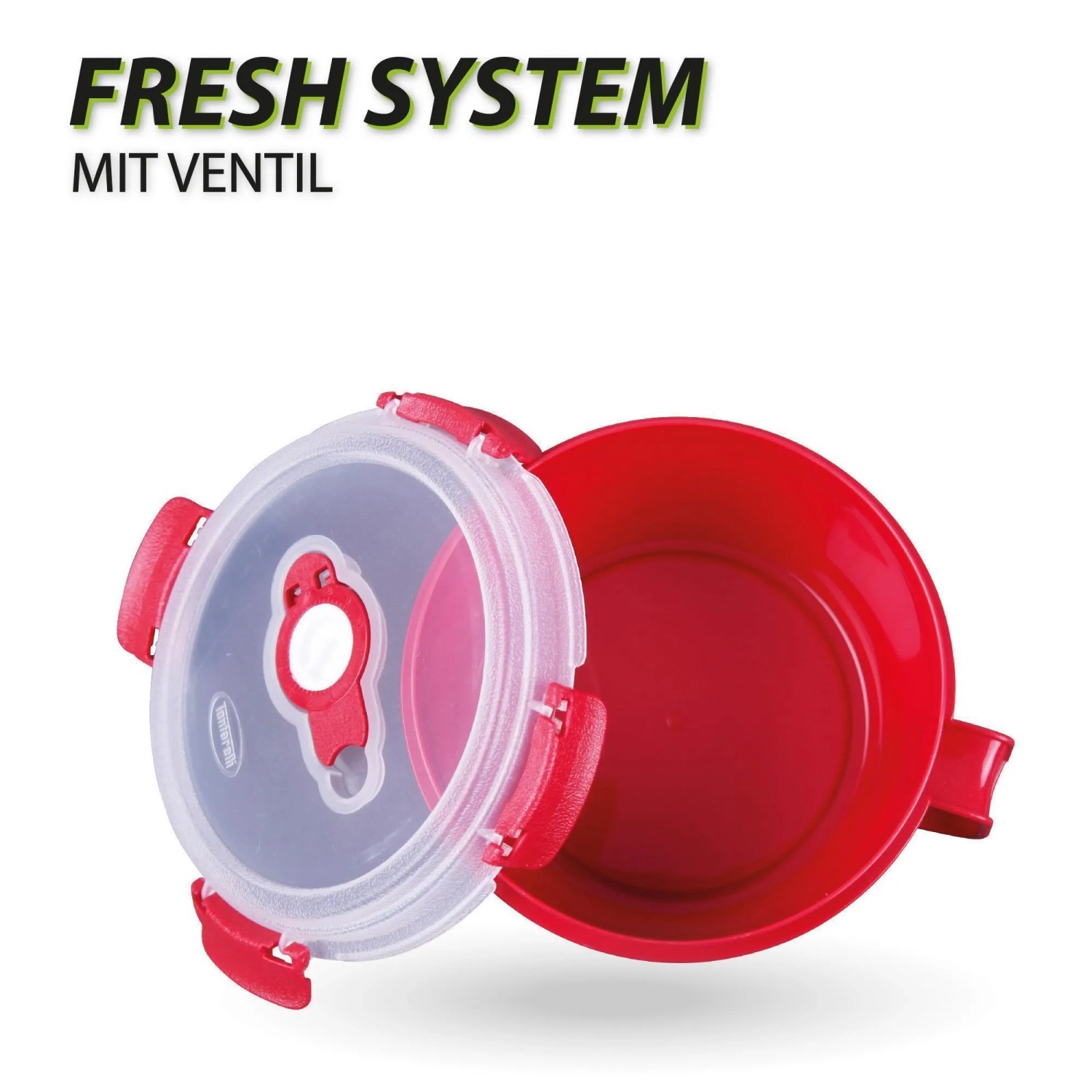 Rote Bestlivings Frischhaltebox 0,85L mit Deckel, ideal als Frühstücksschale.