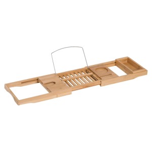 HOMCOM Badewannenablage Bambus Natur 70-105 x 21,8 x 5 cm