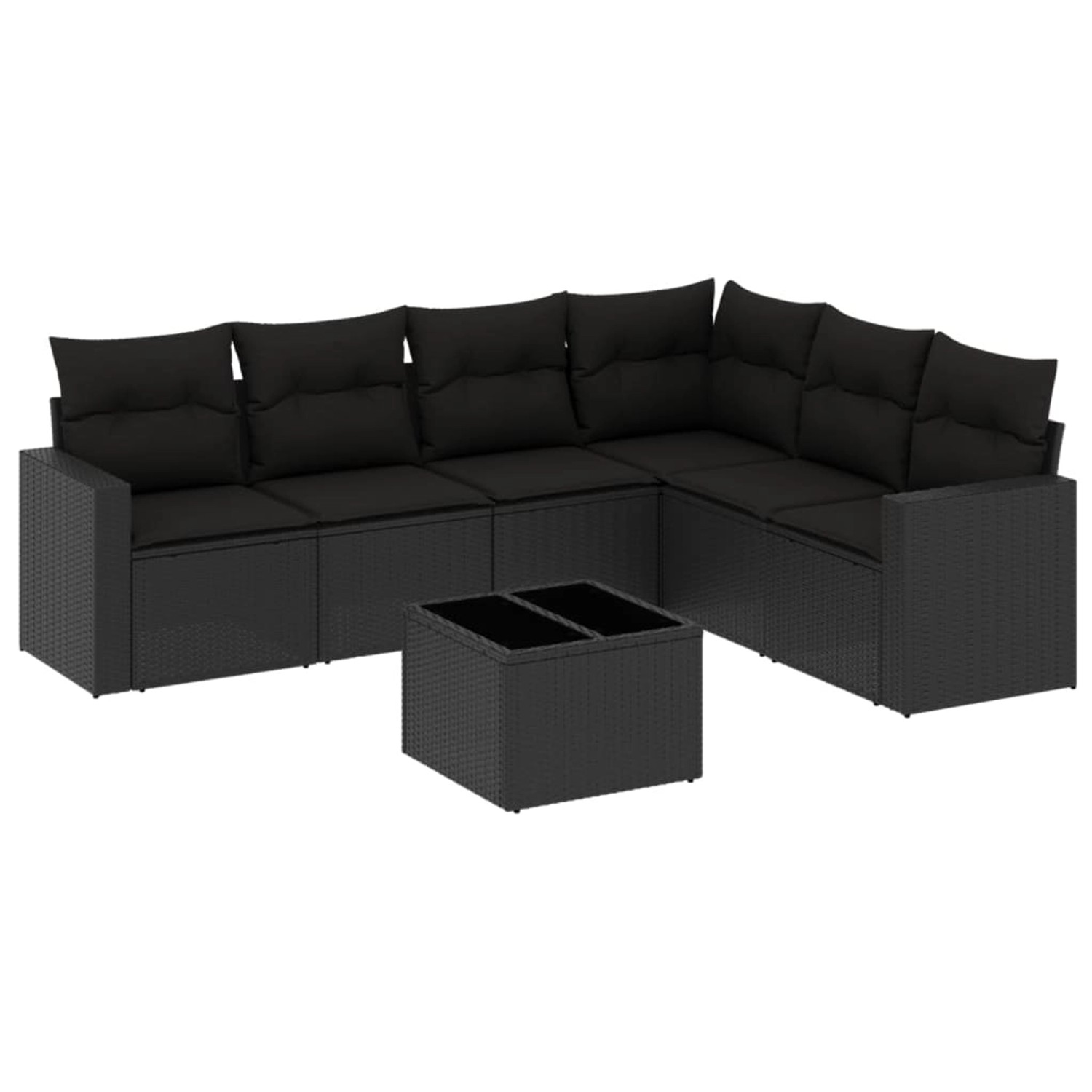 vidaXL 7-Tlg Garten-Sofagarnitur mit Kissen Schwarz Poly Rattan 3219005 günstig online kaufen