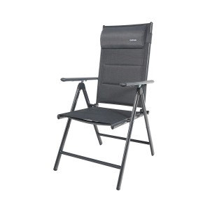 GARMIO Gartenstuhl Florenz, anthrazitfarbener Balkonstuhl mit Nackenkissen und Aluminiumgestell.
