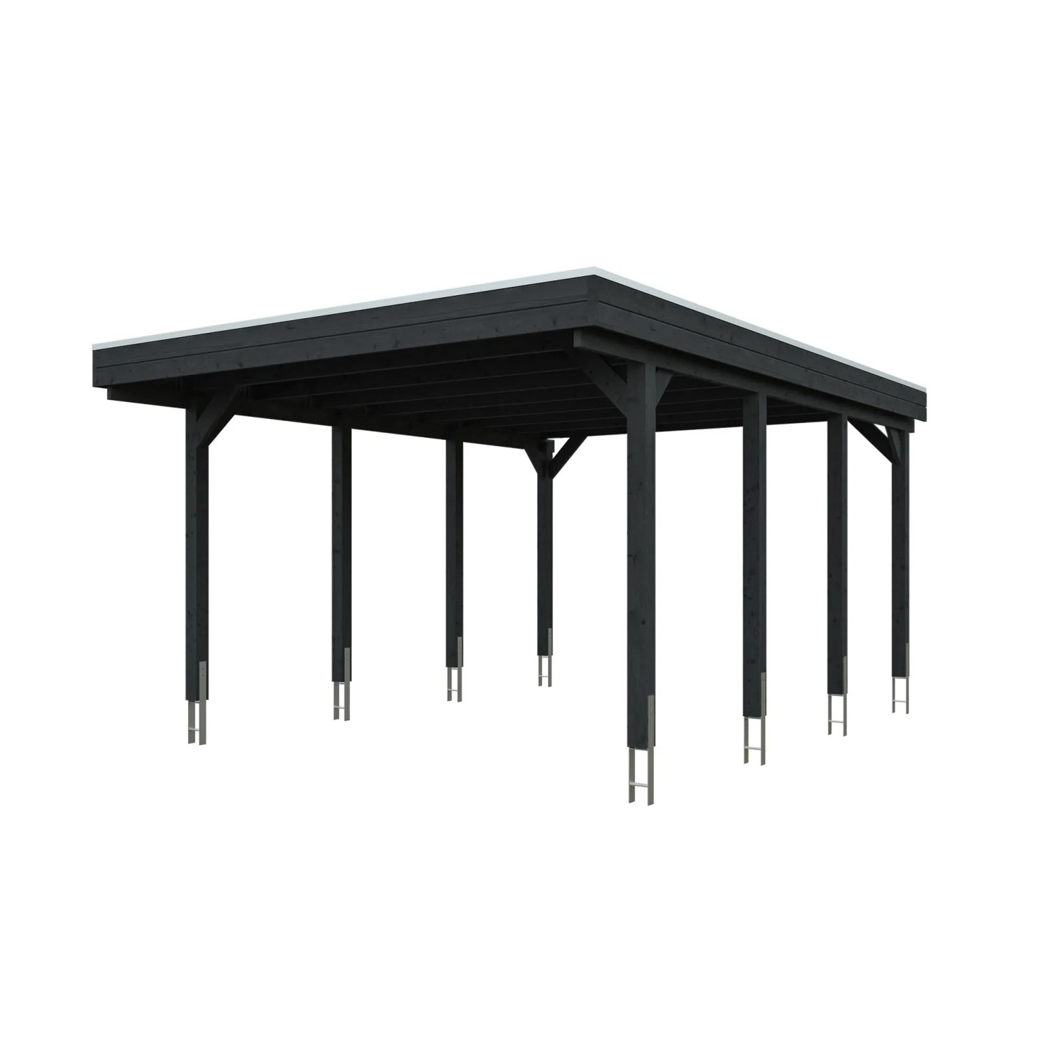Skan Holz Carport Friesland mit EPDM-Dach 402 cm x 555 cm Anthrazit
