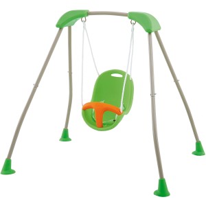 Trigano Babyschaukel, grau-grünes Metallgestell, klappbar, für Kinder von 9-36 Monaten.