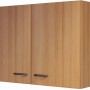 Flex-Well Küchen-Hängeschrank Nano, 80 cm, Buche Nachbildung mit zwei Türen und Edelstahlgriffen.
