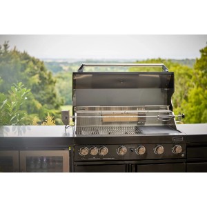 MyOutdoorKitchen Gasgrill Black Collection mit 6 Brennern und Heckbrenner. Edelstahl Grill mit Grillspieß.