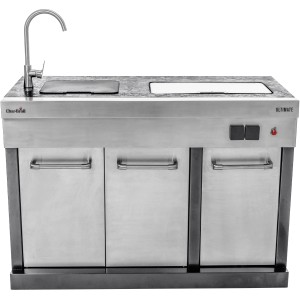 Char-Broil Outdoor-Küche Ultimate Entertainment aus Edelstahl mit Spüle und Stauraum.