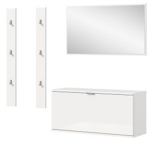 Inn.Furn Garderoben-Set 4-teilig in Weiß Hochglanz 147 cm SystemX