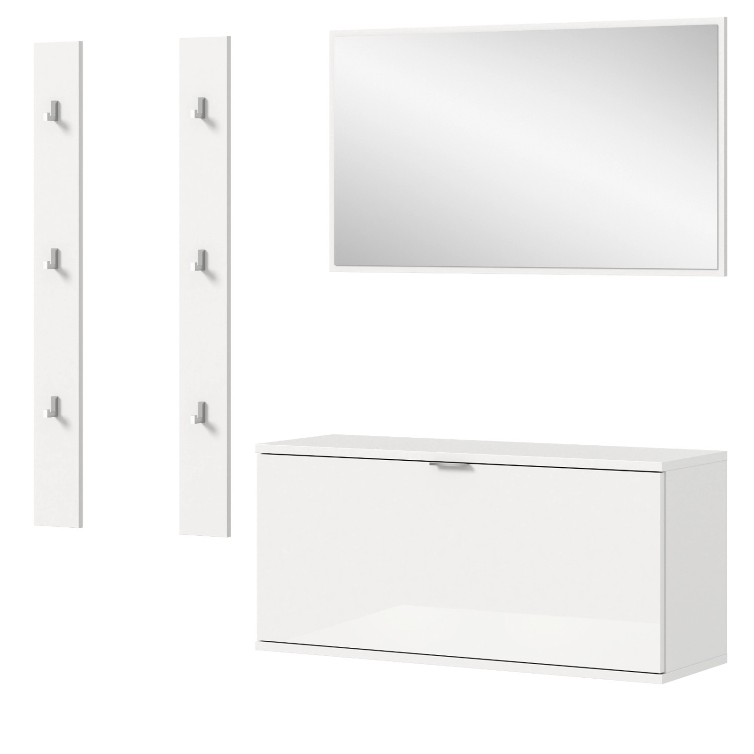 Inn.Furn Garderoben-Set 4-teilig in Weiß Hochglanz 147 cm SystemX günstig online kaufen