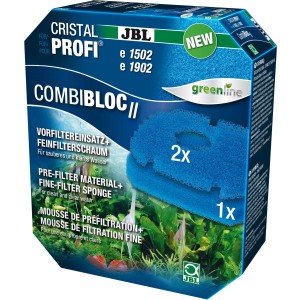 JBL CombiBloc II Filtermaterial für CristalProfi e15/1902 Aquarium Filter, Packungsinhalt: 2x Vorfiltereinsatz, 1x Filterschwamm