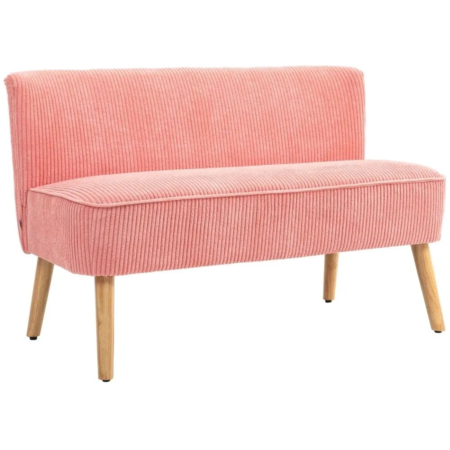 HOMCOM Sofa 2 Sitzer für Wohnzimmer 117 x 56 x 77 cm Holz Rosa