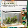 Weißes PawHut Aquarium Filtersystem aus Glas und ABS, 48x30x41cm, mit Fischen und Pflanzen.