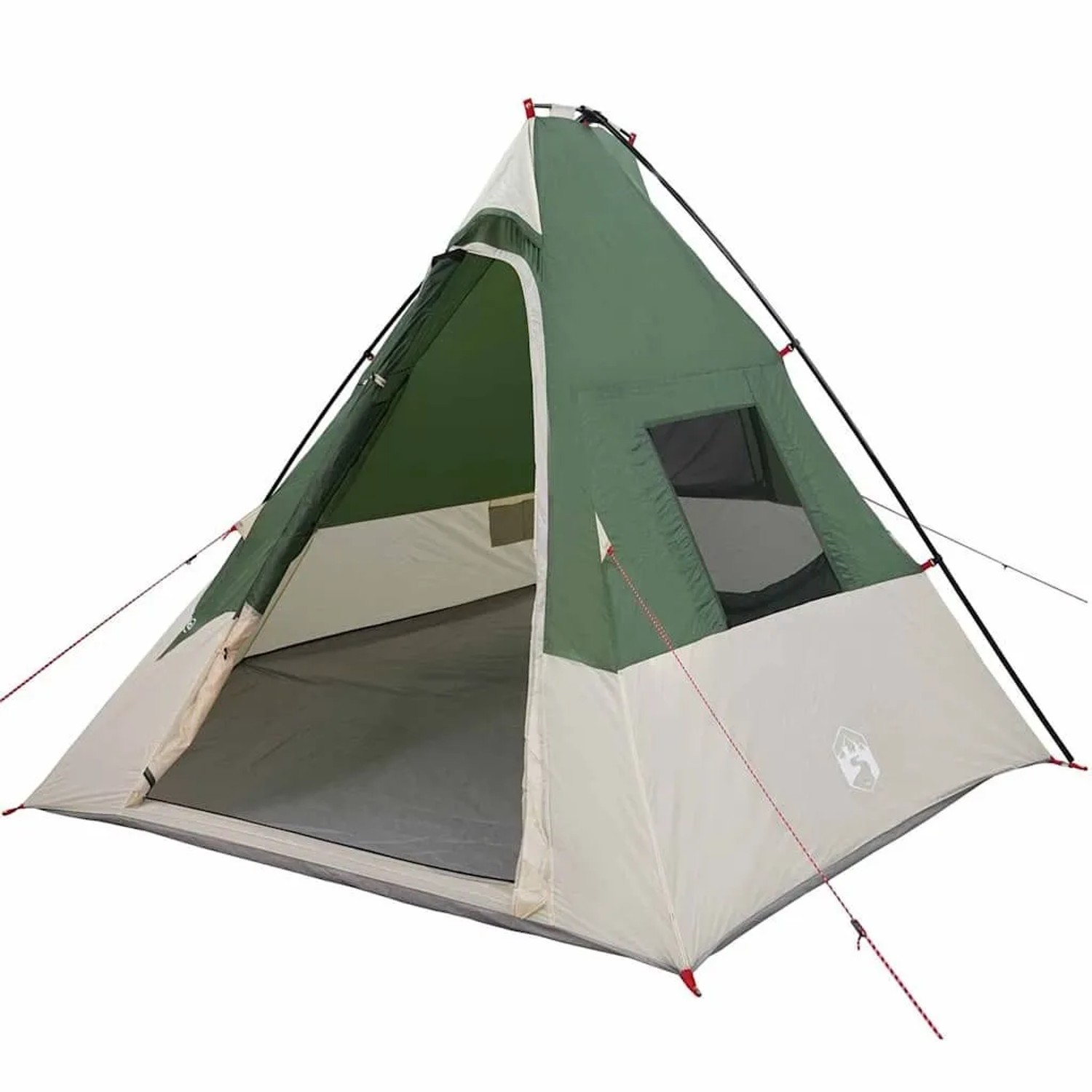 vidaXL Tipi Zelt mit Dach mit Speicher Grün 383 x 338 x 217 cm Taft 42001166