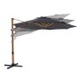 Axi Ampelschirm Cyrus Premium, Ø 300 cm, Holzoptik/Grau, mit Neigungsfunktion für flexiblen Sonnenschutz.